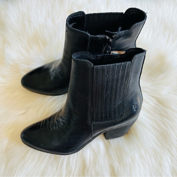 New Frye Sandra Black Leather Boots 7.5 - Picture 4 of 9